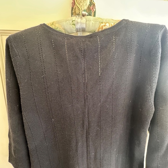 FINITY FULL FASHIONED BLACK  V-NECK CARDIGAN-NWT/L - Picture 6 of 13